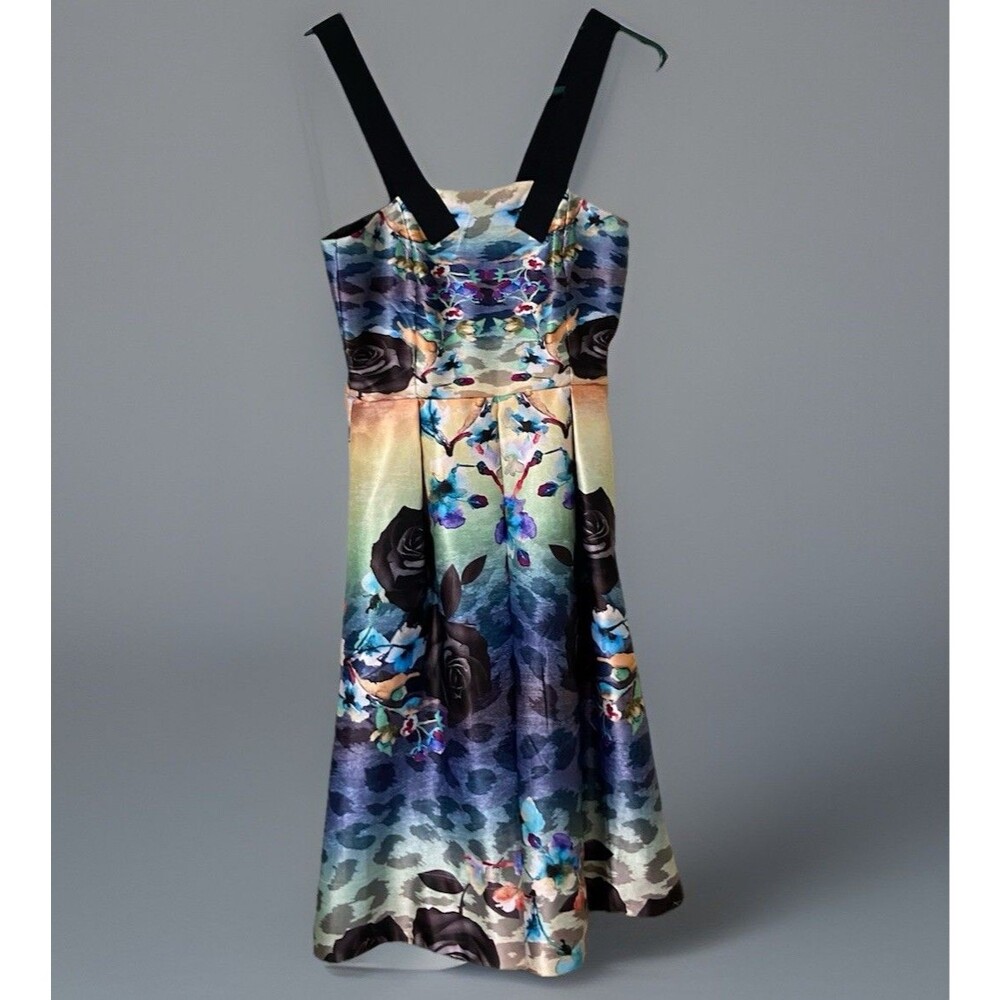 Mackenzie Mode Watercolor Dress Tea Length Size 4 Australian